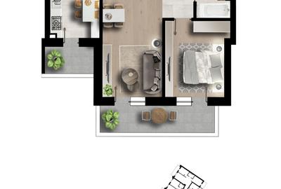 Apartament cu 2 camere în Militari