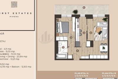 REA1024951 Apartament 2 camere Terasa 13 mp Pipera Rond OMV - 2