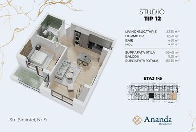 Studio foarte spatios, ideal locuința, direct dezvoltator - 1