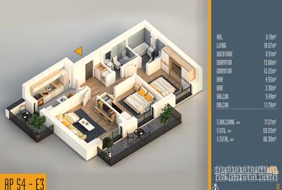 Neofort 84-Apartament decomandat 3 cam , incalzire in pardoseala,parcare inclusa - 18