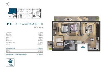 Apartament cu 4 camere, 98 mp, Ansamblu Rezidential, zona RIVUS - 2