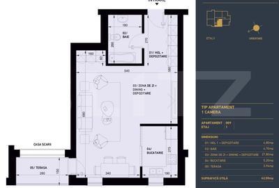 Apartament cu 1 camera, Smart Home, 42.50 mp - Complex Rezidential Nou - 2