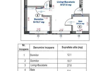Apartament modern cu 3 camere, etaj 1, semimobilat – 55,8 mp utili - 8