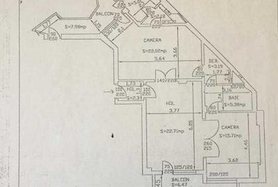 Apartament cu 3 camere + o camera de serviciu - 97,54 mp - Cismigiu - 13
