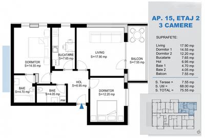 3 camere decomandat | Titanul nou | Metrou Teclu 12 minute - 1