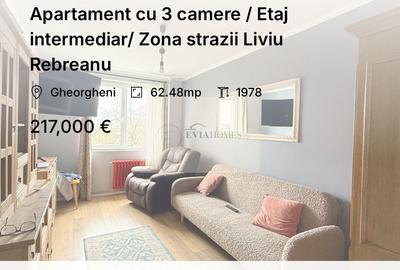 Apartament cu 3 camere decomandat, mobilat în Gheorgheni