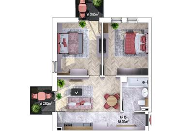 Apartament cu 3 camere semidecomandat în Apahida