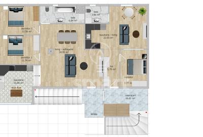 EXCLUSIV Ap 3 camere si Ap 2 camere în același imobil  125 mp total - 19