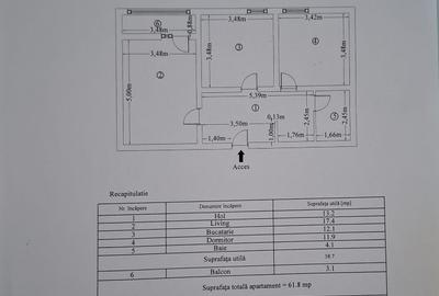 Apartament 2 camere mobilat și utilat, S=58.7 mp, Zona Zahana, Crișan - 7