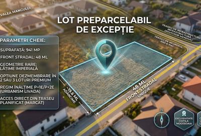 Granița Chitila - Mogoșoaia | Teren intravilan 941 mp | Front 48m - 1