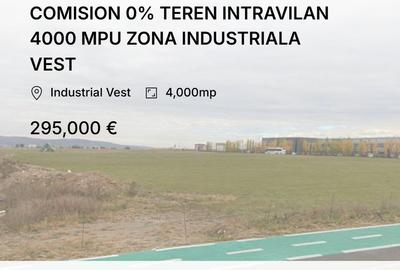 COMISION 0% TEREN INTRAVILAN 4000 MPU ZONA INDUSTRIALA VEST - 1