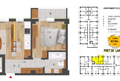 Ap 2 camere 40.2 mp | Finalizat | Comision zero | Eroilor Residence Focșani - 2