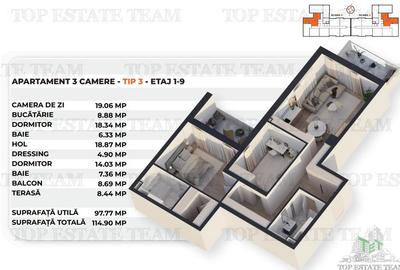 Apartament de 3 camere etajele 1-9 in apropiere de Antiaeriana - 2