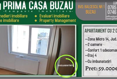 APARTAMENT CU 2 CAMERE IN ZONA MICRO 14 ~ ETAJ 4 ~ RENOVAT ~ PRET: 59.000€ NEG.