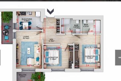 Apartament 3 camere, Decomandat, 70mp, Austorium, Parcare - 12