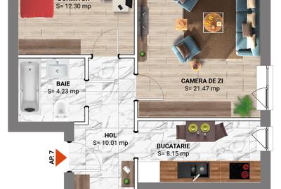 Apartament cu 3 camere decomandat în Nord