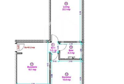 Apartament 2 camere - 61.5 mp, etaj intermediar - Shopping City Sibiu - 3
