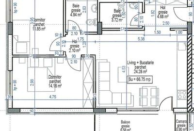 Apartament cu 3 camere semidecomandat în Florești