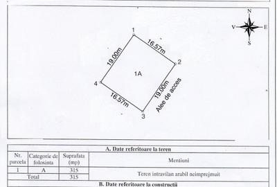 Teren Construcții intravilan de 315 mp, în Viile Noi