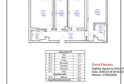 Apartament 3 camere,2 bai,centrala proprie,mutare imediata,Promenada Lacul Morii - 23