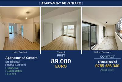 Apartament cu 2 camere semidecomandat în Central