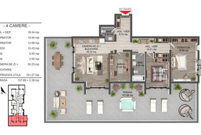 PENTHOUSE 4 camere | 102 mp utili + terasă panoramică 108 mp - 3