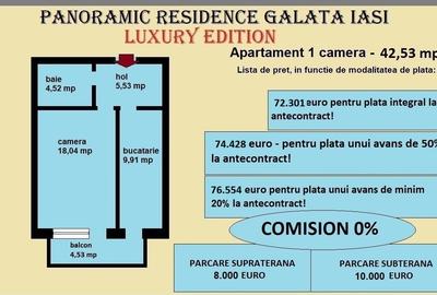 Apartament 1 camera de vanzare in Iasi, Galata, 42,53 mp, bloc nou - 2