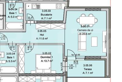 Apartament 2 camere, 58 mp, Terasa 7 mp, Imobil Nou, Semicentral - 5