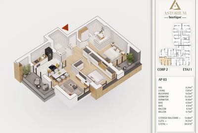 Apartament 3 Camere Elegant cu Compartimentare Practică Comision 0% - 3