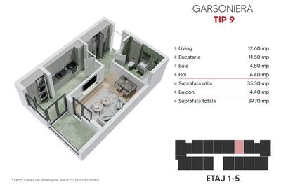 PROMOTIE! Garsonieră spațioasă – 39 mp Metrou Berceni 15min - 1