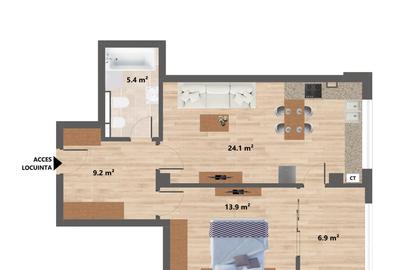 Apartament 2 camere 60mp CUG - Valea Adanca COD 158078 - 4