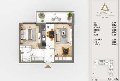2 Camere / Astorium Life/ Incalzire in pardoseala / Comision 0! - 1