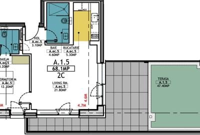 Stațiunea Mamaia - Vânzare apartament cu 2 camere, 2 bai si terasa de 47 mp. - 21