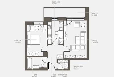 Apartament Premium | 2 camere | Bartolomeu | 54 MP - 2