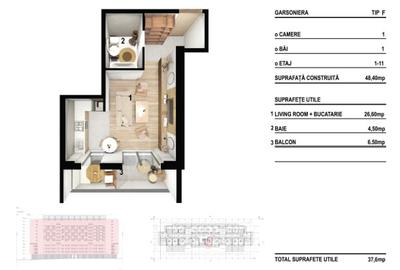 Garsonieră decomandată în Theodor Pallady