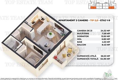 Bucuresti - Antiaeriana - Alexandriei/ Bloc nou apartament 2 camere / 56mp utili - 2