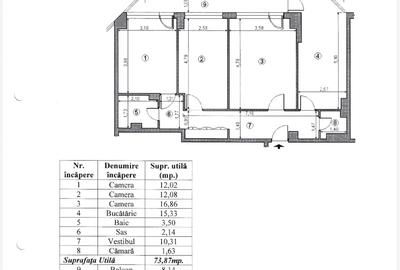 Apartament cu 3 camere în Clucerului