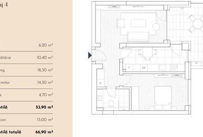 Apartament 2 camere | Terasă superbă de 13 mp | Proiect Premium 2027 - 4