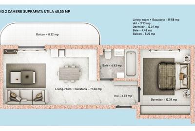 STUDIO - DORMITOR SEPARAT - RATE LA DEZVOLTATOR, PRET OFERTA, COMIS 0% - 2