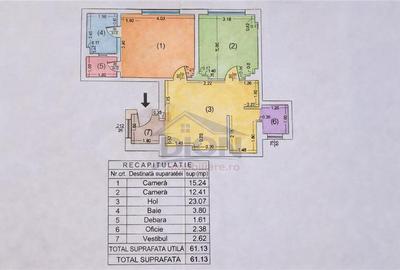 UNIVERSITATE, 3 camere, parter inalt, 61 mp, amenajat - 14