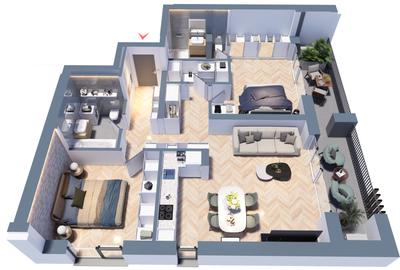 Apartament cu 3 camere decomandat în Torontalului