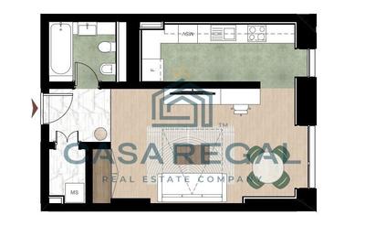 Apartament cu 1 camera, 40.82mp utili, etajul 2 - 1