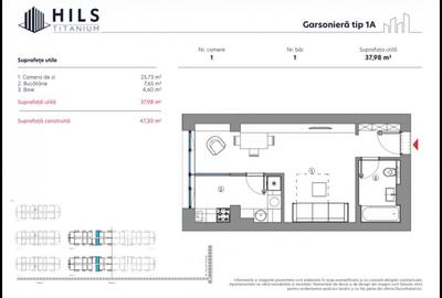 Garsoniera  / Hils Titanium Faza 2 / 10 minute Metrou / Comision 0% - 6