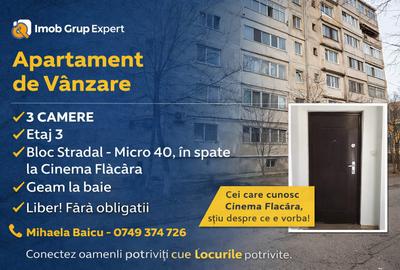 Apartament 2 camere în spate la Cinema Flacăra, EDtaj 3, 39.000 Euro - 1