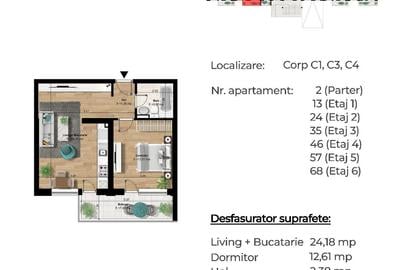 Apartament cu 2 camere semidecomandat în Berceni