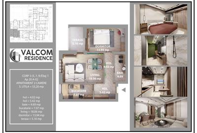 Valcom Residence Bartolomeu, 2 camere, terasa 5.44, Comision 0% - 5