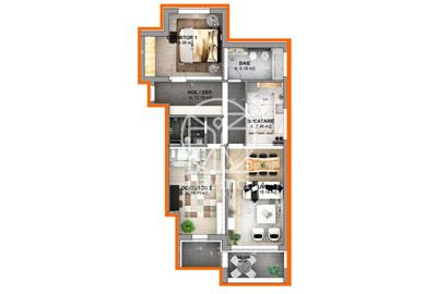 Ap. 3 camere decomandat, aer conditionat, incalz pardoseala - mobilat - 10