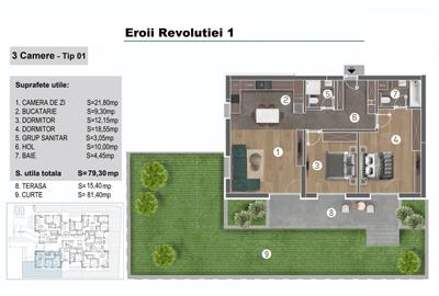 Apartament 3 camere-Curte privata 80mp-Imobil 3 etaje-Ansamblu Rezidential Nou - 2