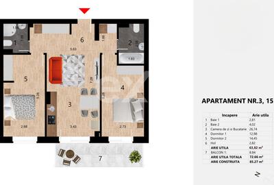 Apartament 3 camere 64 mp, Zorilor, lângă liceul Waldorf, Bloc Nou, 0% Comision! - 2