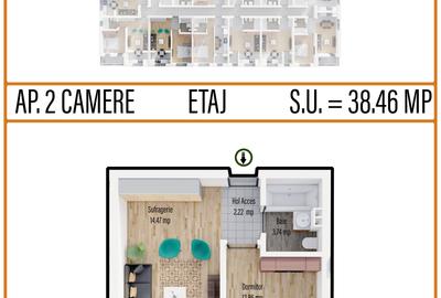 Apartament cu 2 camere decomandat în Militari